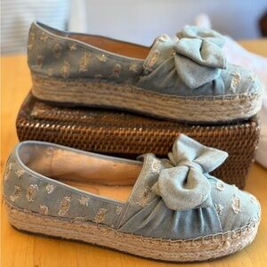 Sam Edelman Denim Espadrille Bow Flats 10